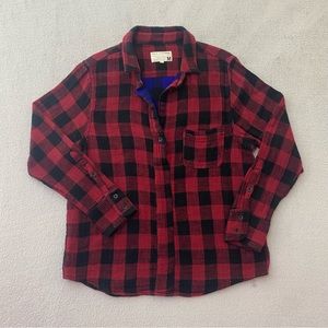 Rag Bone Men's Medium Red Sweater Collared Flannel Pullover Single Button Shirt